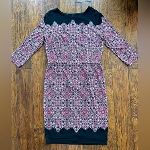 White House Black Market Pink and Black Geometric Dress